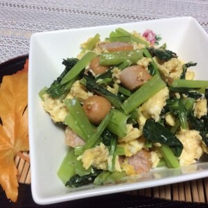 楽天小松菜とウィンナー、卵炒め